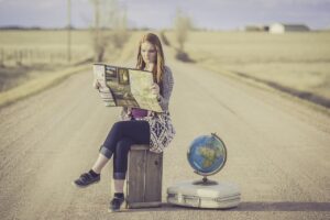 globe trotter, world map, traveller, globe, map, journey, planning, waiting, female, woman, world, road, dirt road, travel, traveling, outdoors, young woman, map, journey, travel, travel, travel, travel, travel, traveling